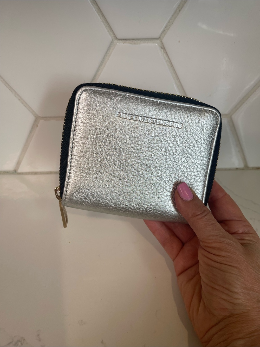 Aimee Kestenberg Metallic Silver Zip Pouch